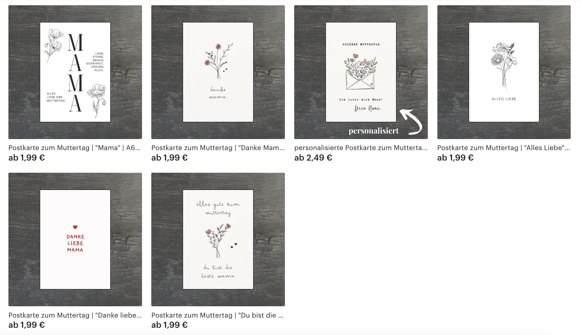 Muttertag Postkarten / Muttertagskarte Text